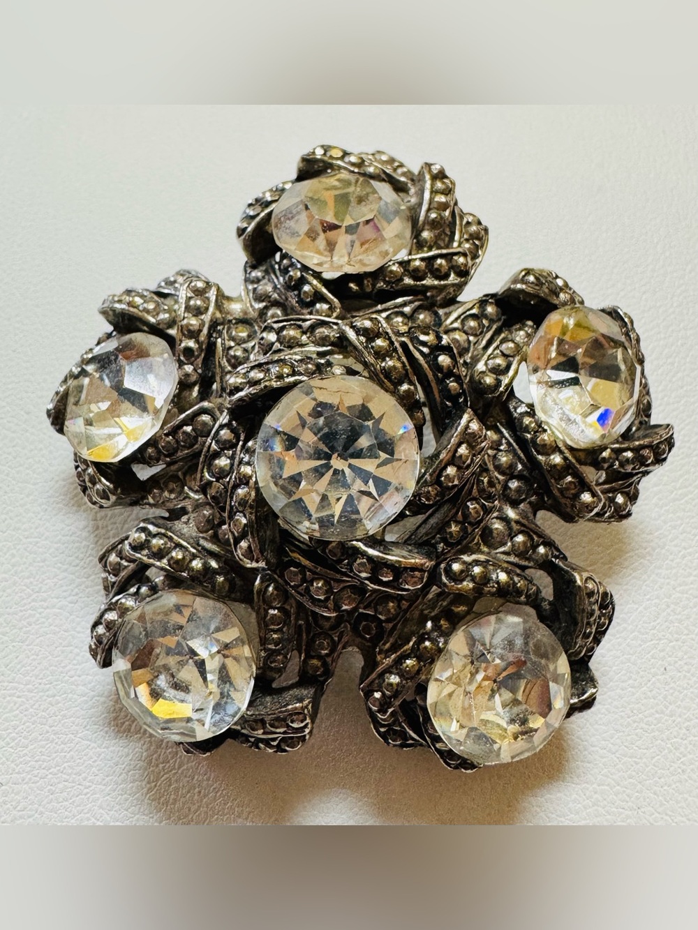 Vintage Crystal Rhinestone Brutalist Brooch